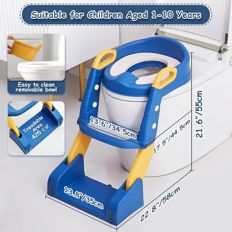 Foldable 2-In-1 Potty Training Toilet Seat with Step Stool Ladder