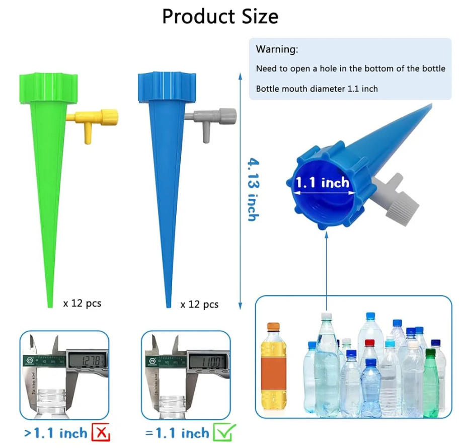 Adjustable Bottle-Top Plant Watering Spikes