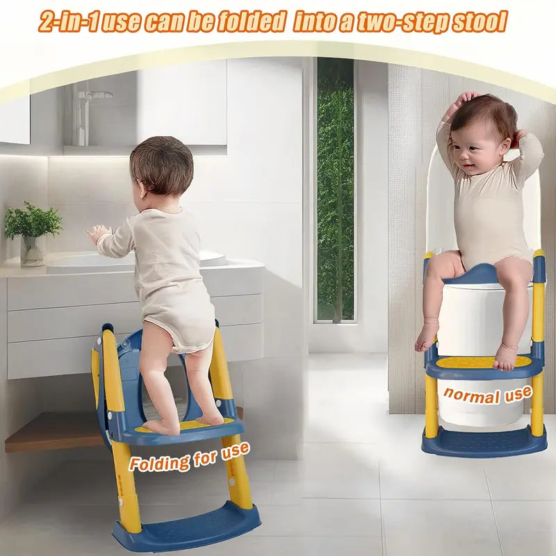 Foldable 2-In-1 Potty Training Toilet Seat with Step Stool Ladder