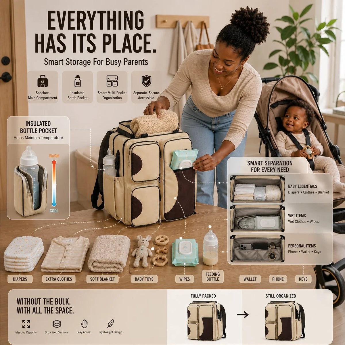 Waterproof & 3-in-1 Baby Bed Backpack