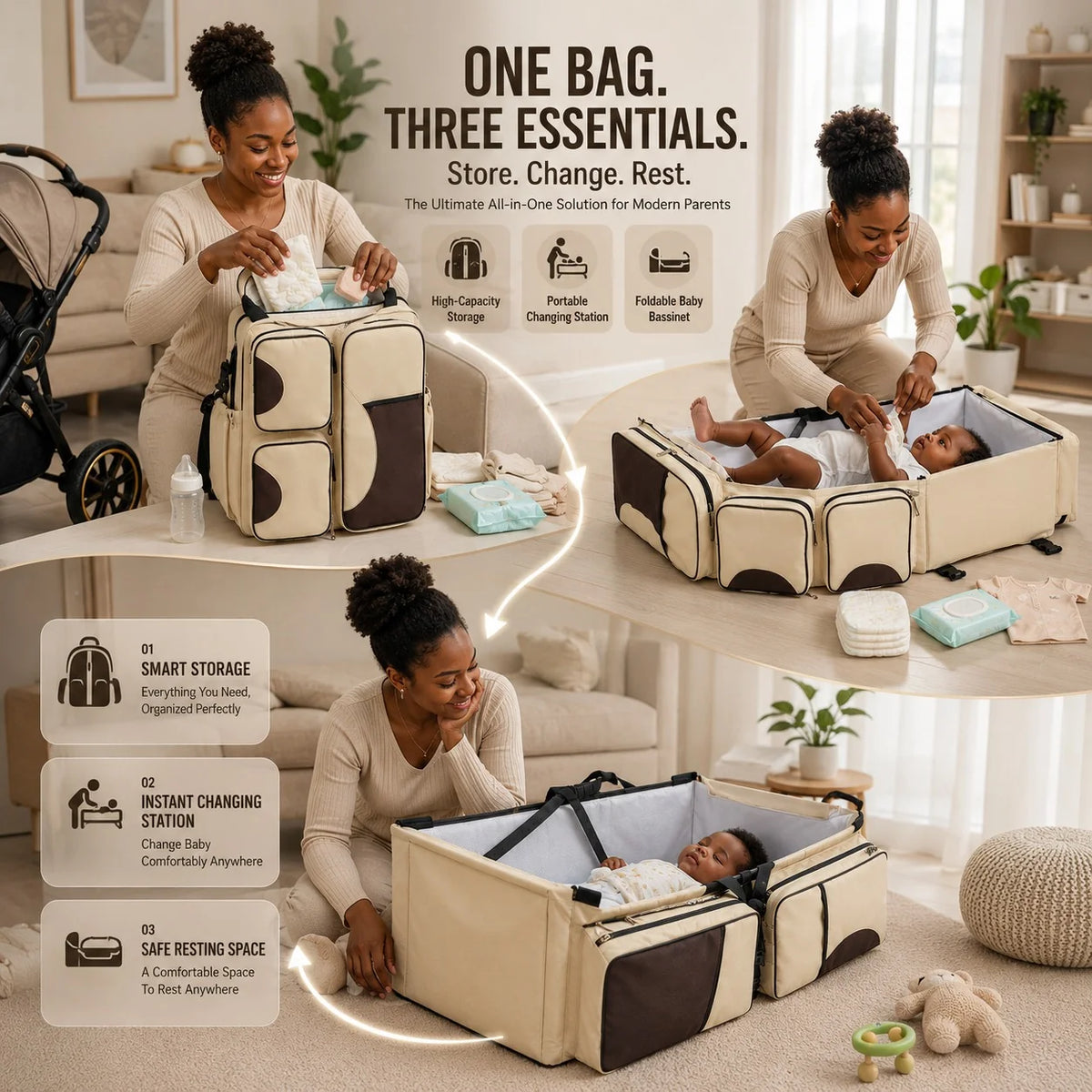 Waterproof & 3-in-1 Baby Bed Backpack