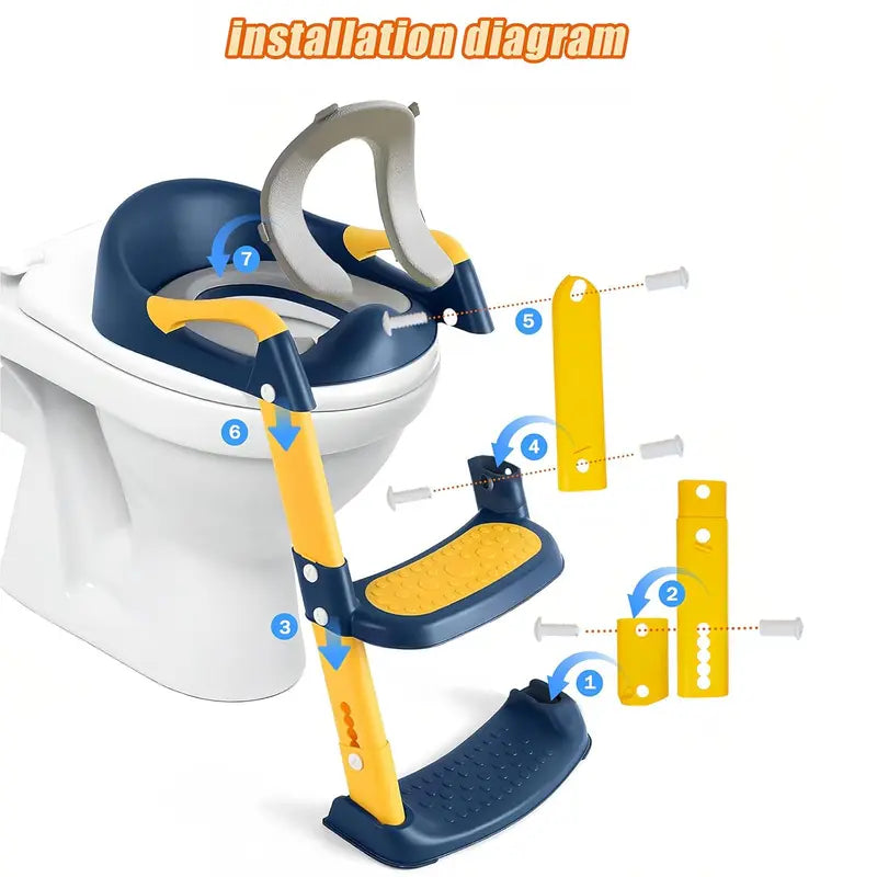 Foldable 2-In-1 Potty Training Toilet Seat with Step Stool Ladder